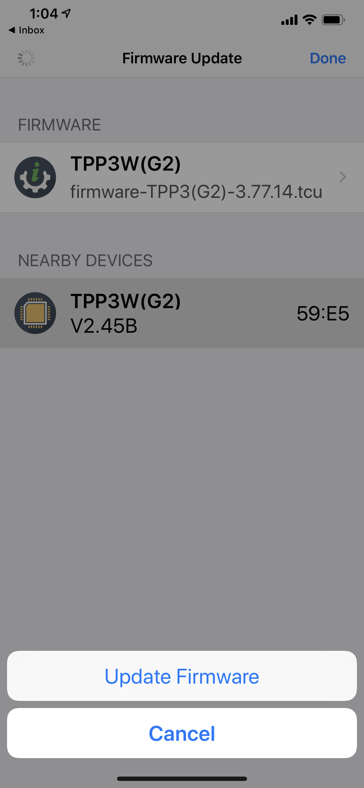 Start the BLE update of the selected device